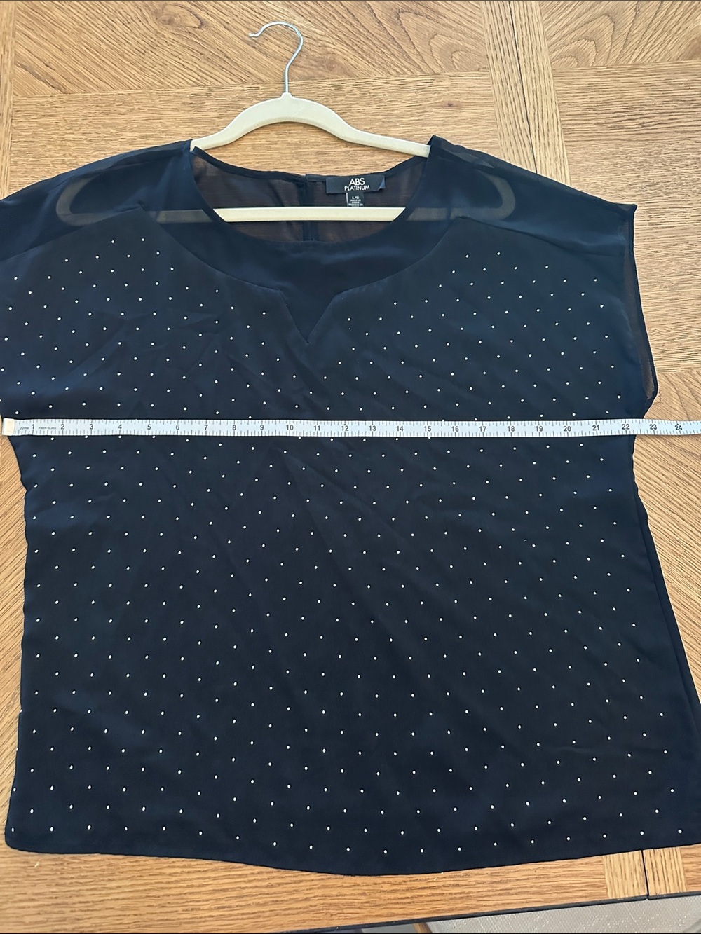 Abs Platinum Black Studded Sheer-Yoke Blouse